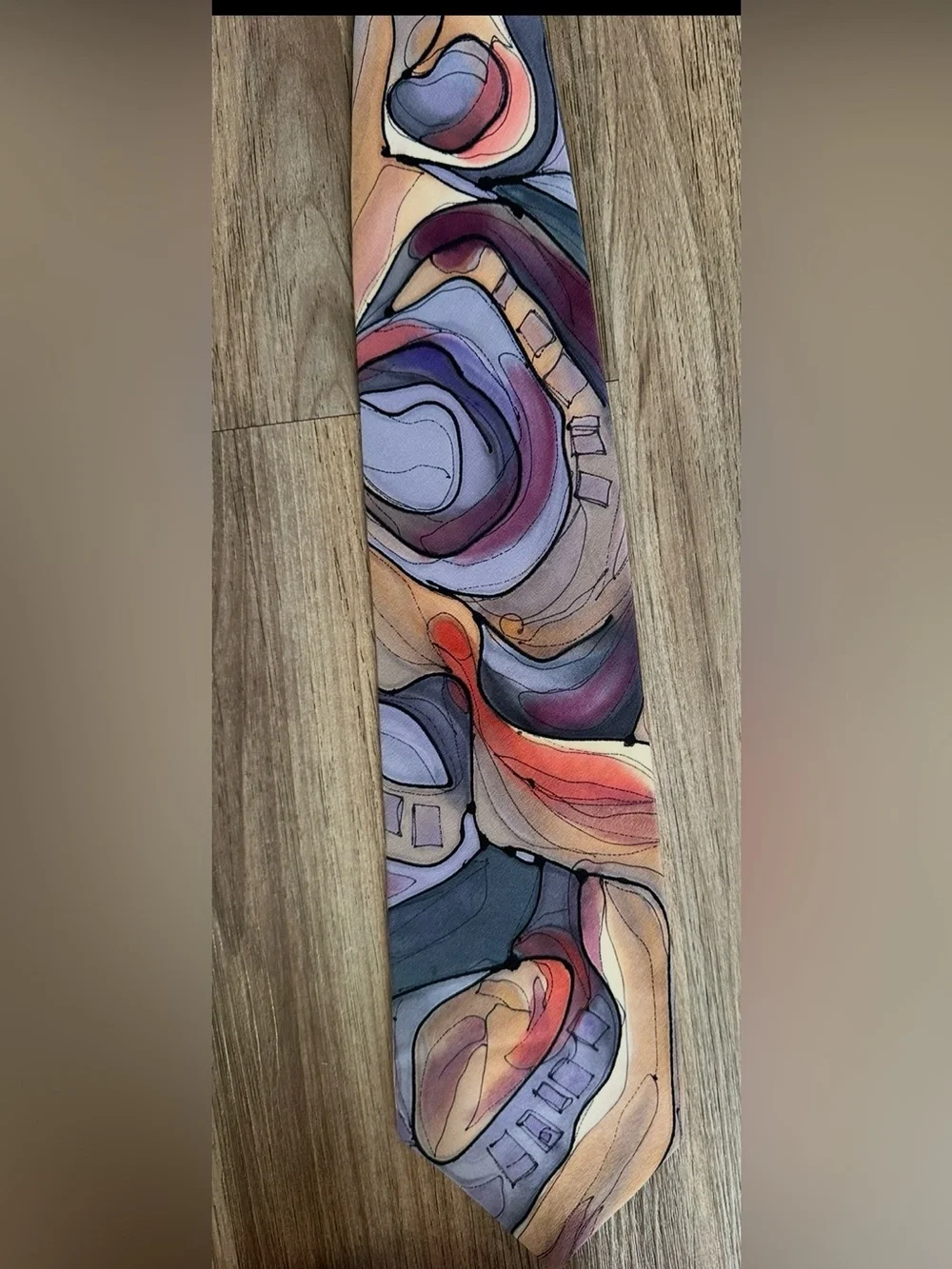Multicolor Abstract Pattern Men's Tie in Purple, Pink & Blue